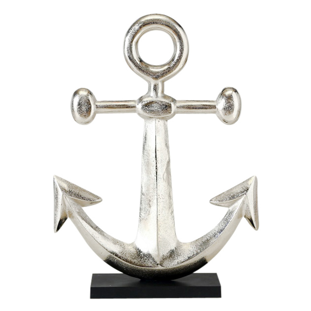 Dekoaufsteller ANKER silber aus Aluminium mit Standfuß