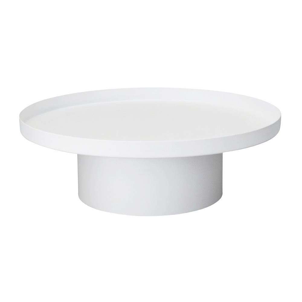 Dekotablett NORDIC weiß aus Metall D30cm Dekoplateau schlicht Tablett mit Fuß