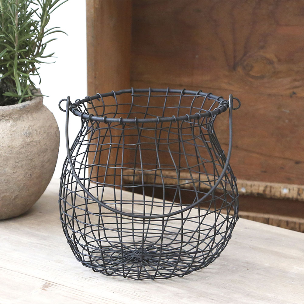 Drahtkorb LIVA dunkelgrau Eierkorb shabby chic grau Korb