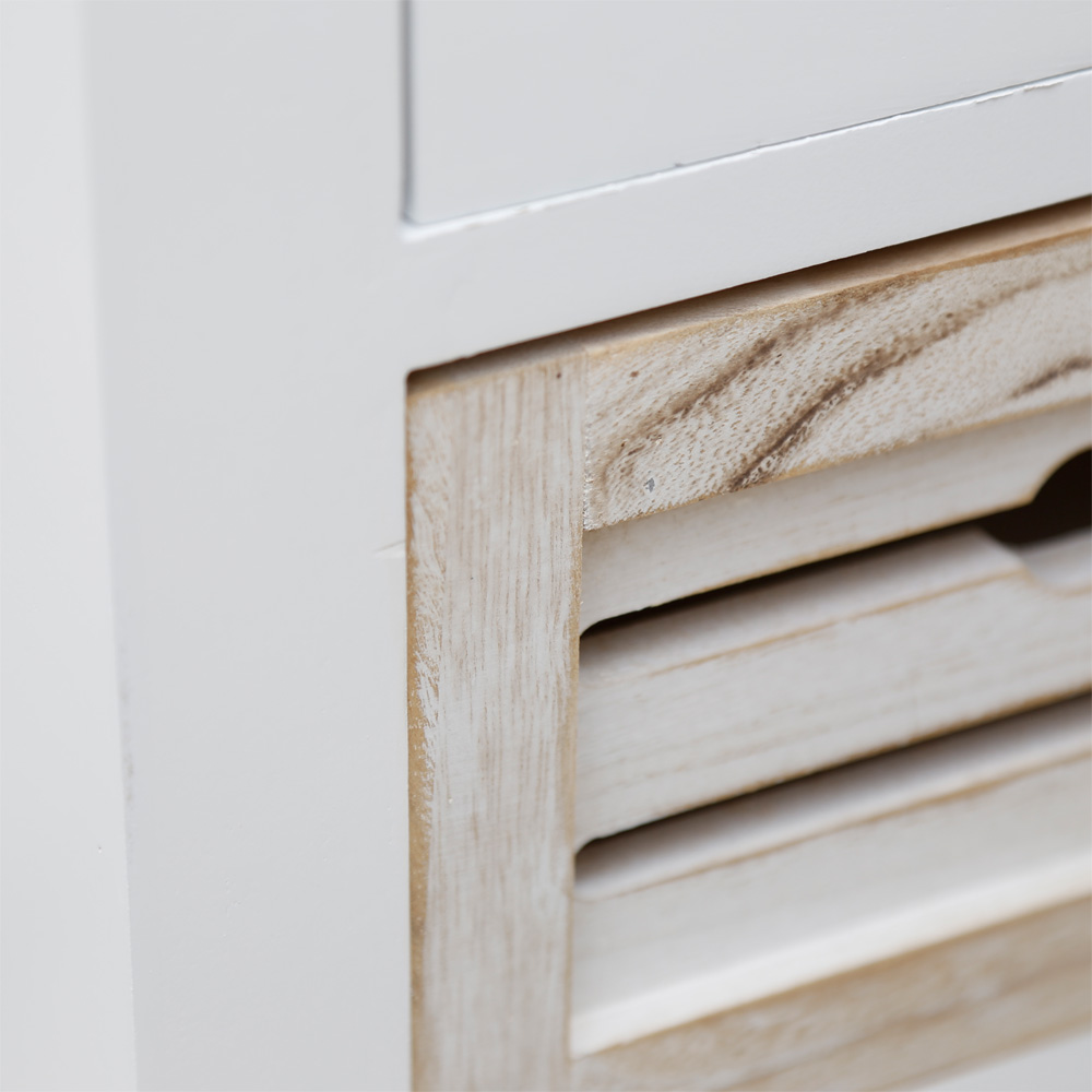 Hochschrank LIGHTHOUSE weiß beige mit Holzkisten Badschrank Hamptons