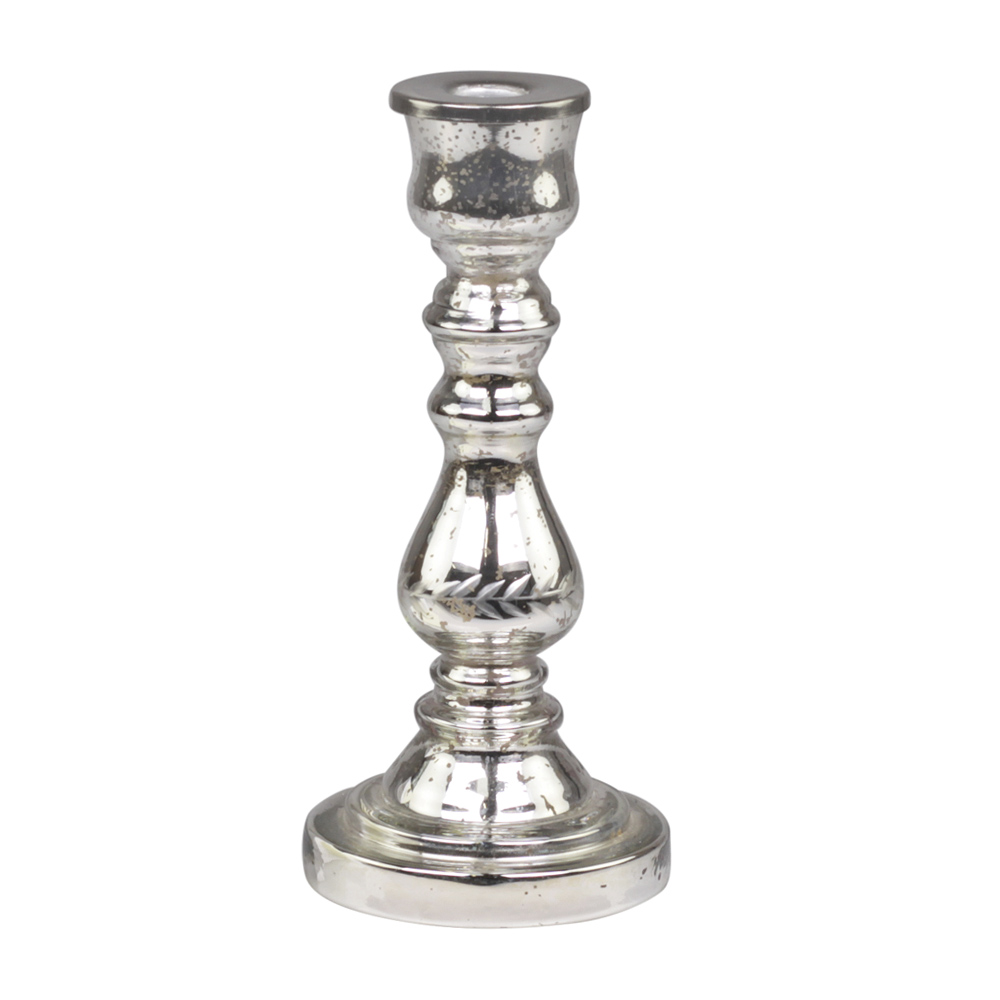 Kerzenhalter LIVIA silber antik aus Glas Bauernsilber