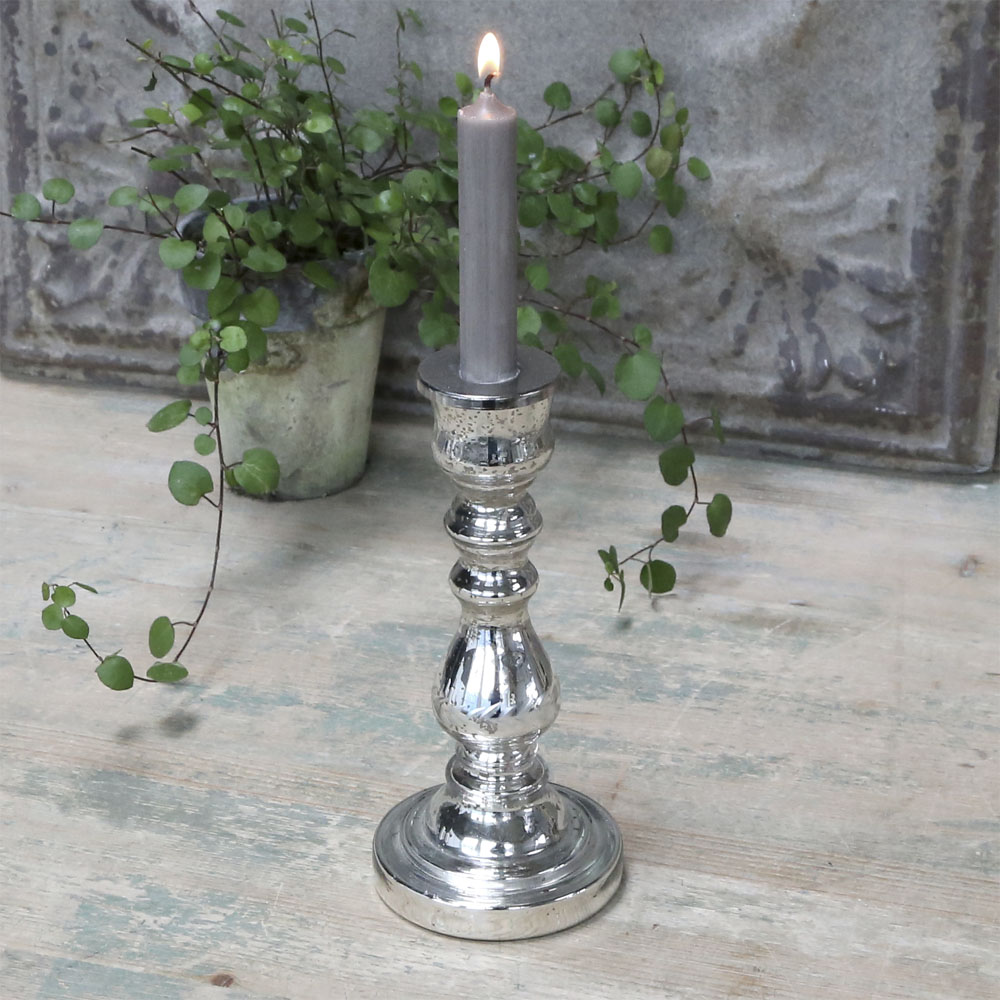 Kerzenhalter LIVIA silber antik aus Glas Bauernsilber