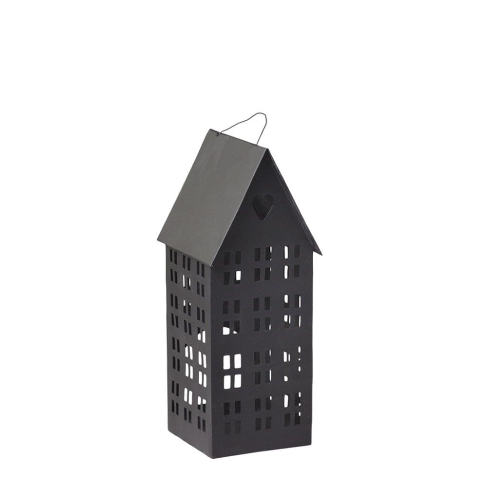 Lichthaus DANISH schwarz aus Metall Laterne 16cm beleuchtetes Haus