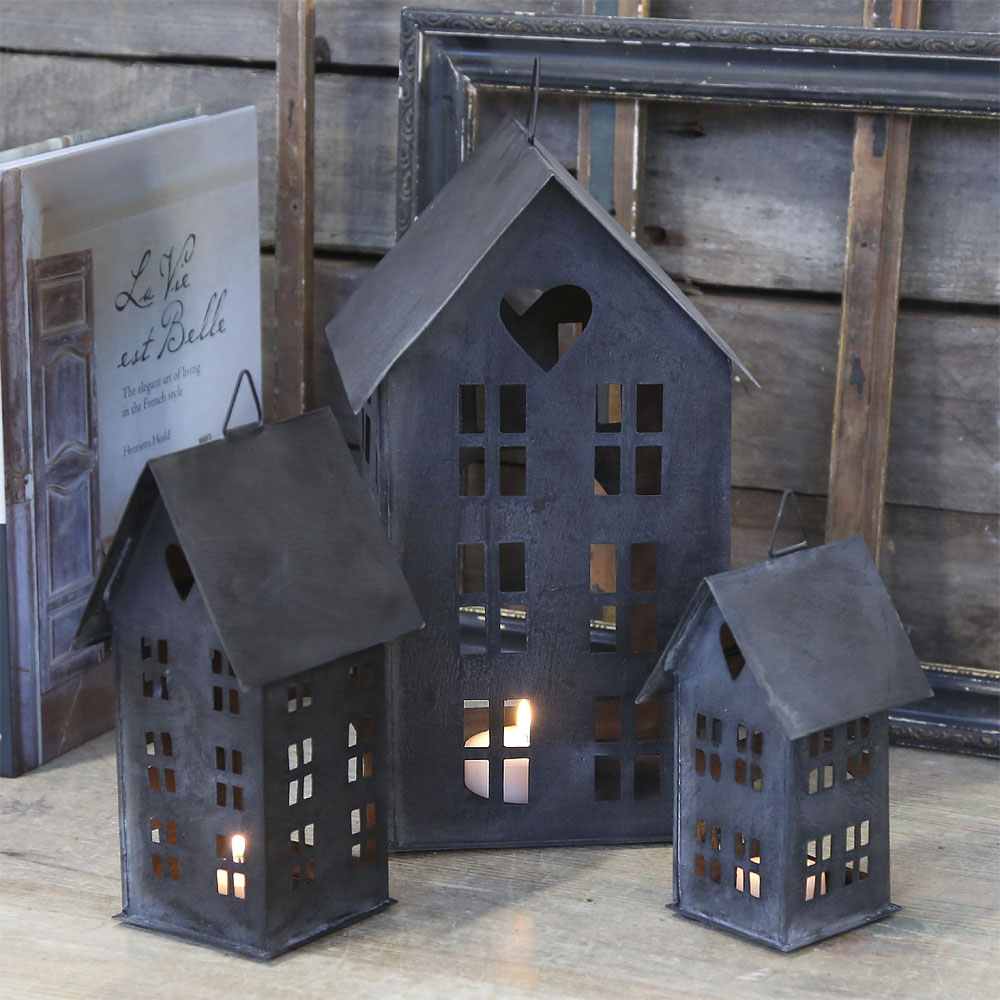 Lichthaus HJERTE schwarz aus Metall Laterne Kerzenhaus ...