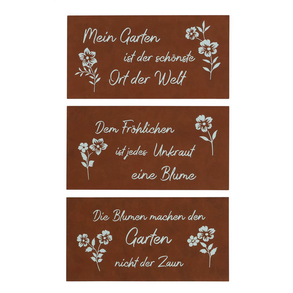 3tlg. Schild GARTENFREUDE rost braun Metall Hängeschild rostig aus
