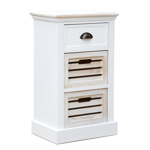 Beistellschrank LIGHTHOUSE weiß beige Holzkiste Nachtschrank Badschrank