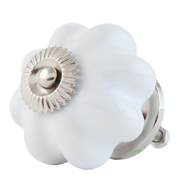 Schrankknopf VINTAGE weiß gold aus Keramik Schrankgriff Blume Blüte