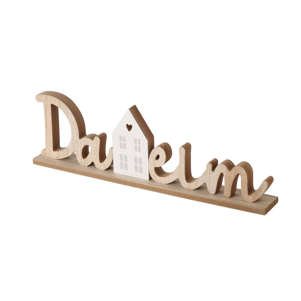 Schriftzug DAHEIM natur weiß aus Holz Dekoaufsteller mit Haus (Motiv 1)