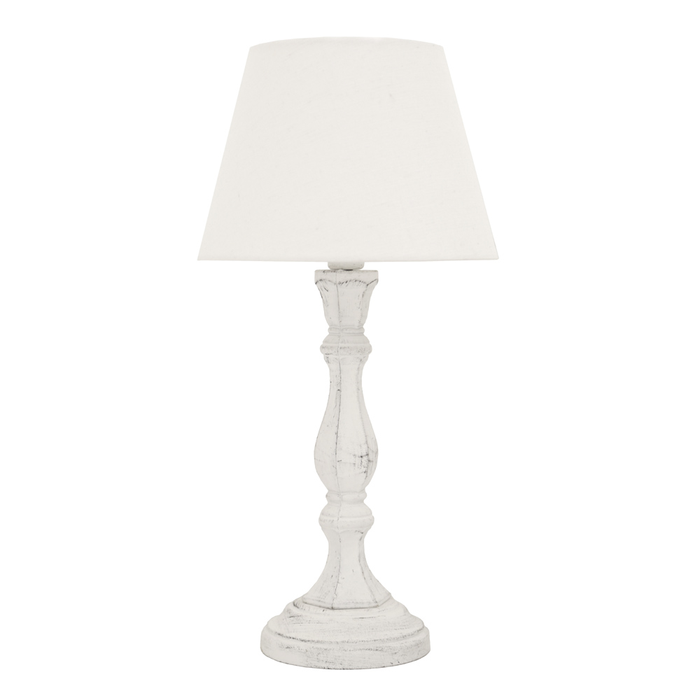 Tischlampe SHABBY weiß dunkel gewischt shabby chic Landhausstil E14