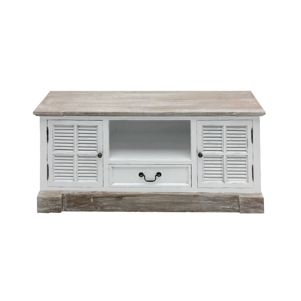 TV-Board BEACH HOUSE weiß braun mit Lamellen Fernsehschrank Landhaus