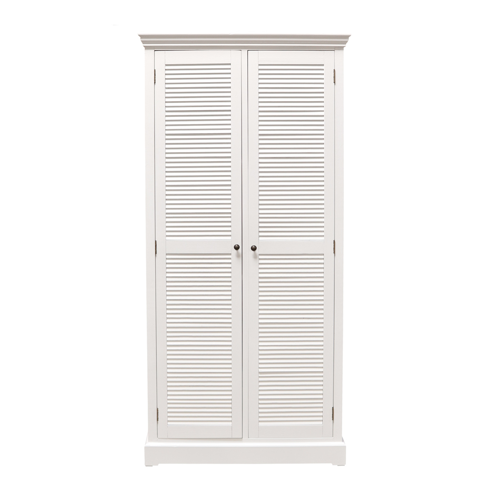 Kleiderschrank HAMPTONS weiß mit Lamellentüren Schrank Strandhaus Long