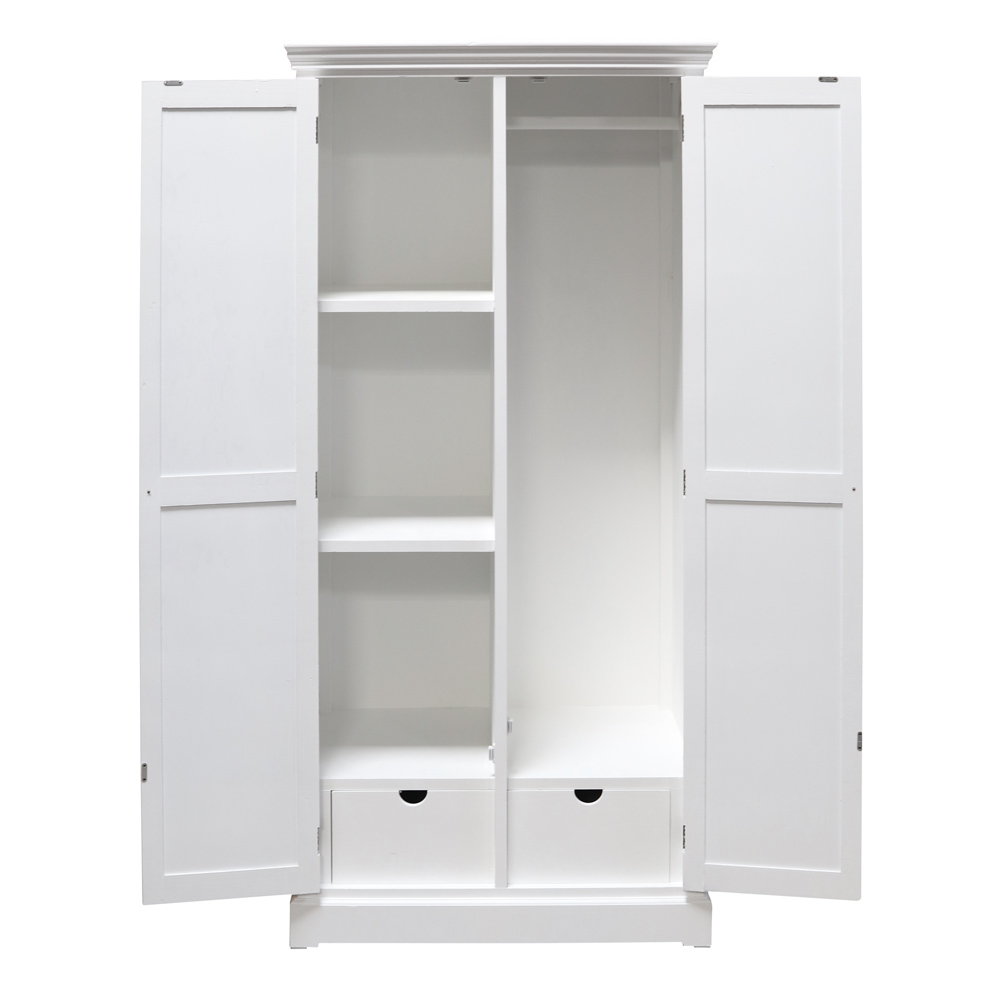 Kleiderschrank HAMPTONS weiß mit Lamellentüren Schrank Strandhaus Long